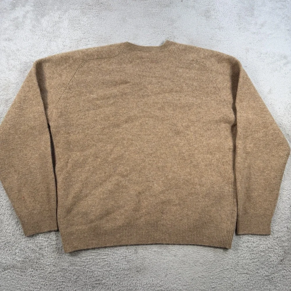 J Crew Sweater Mens 2XL Brown Tan 100% Lambswool V-Neck Pullover Soft - Picture 5 of 6